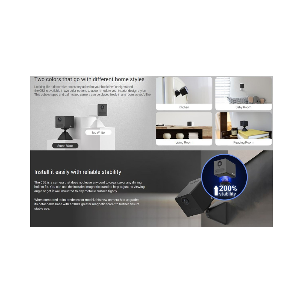 Ezviz CB2 2MP Wi-Fi Smart Home Battery Camera - White