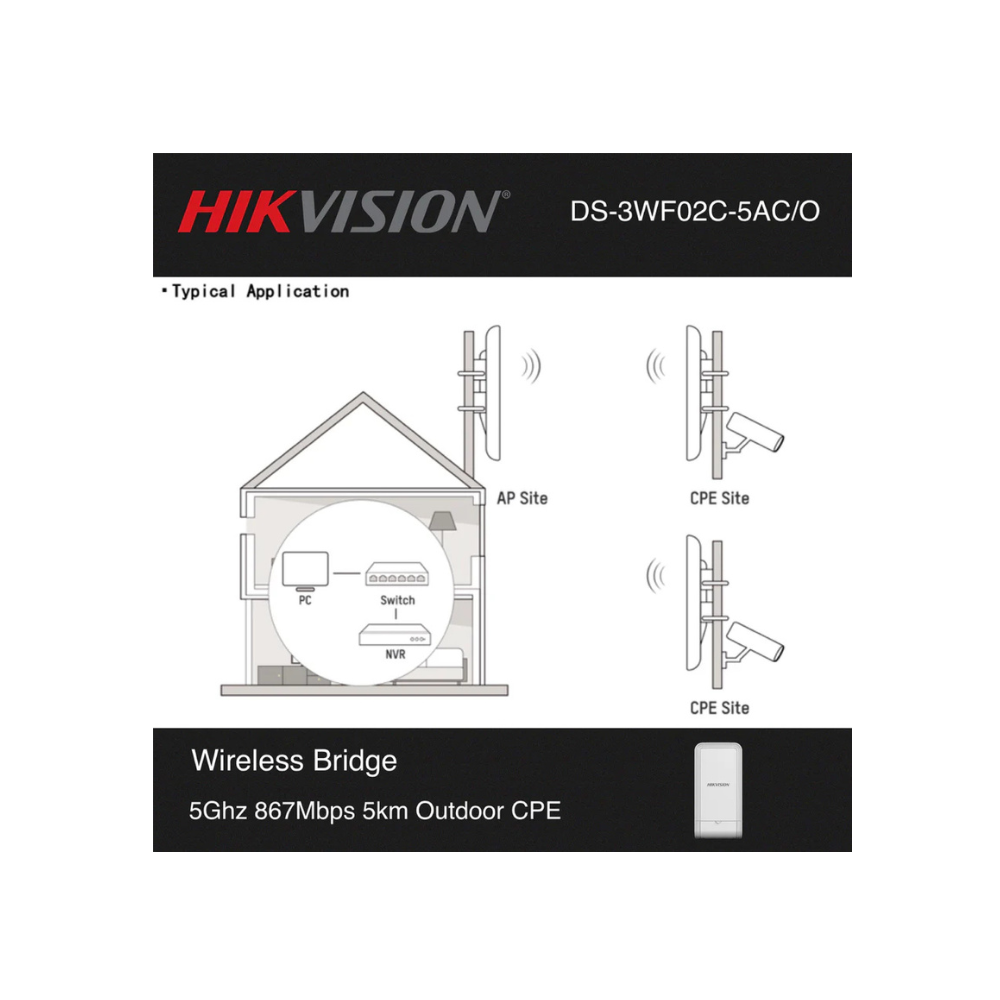 Hikvision 5Ghz 867Mbps 5km Outdoor Wireless CPE