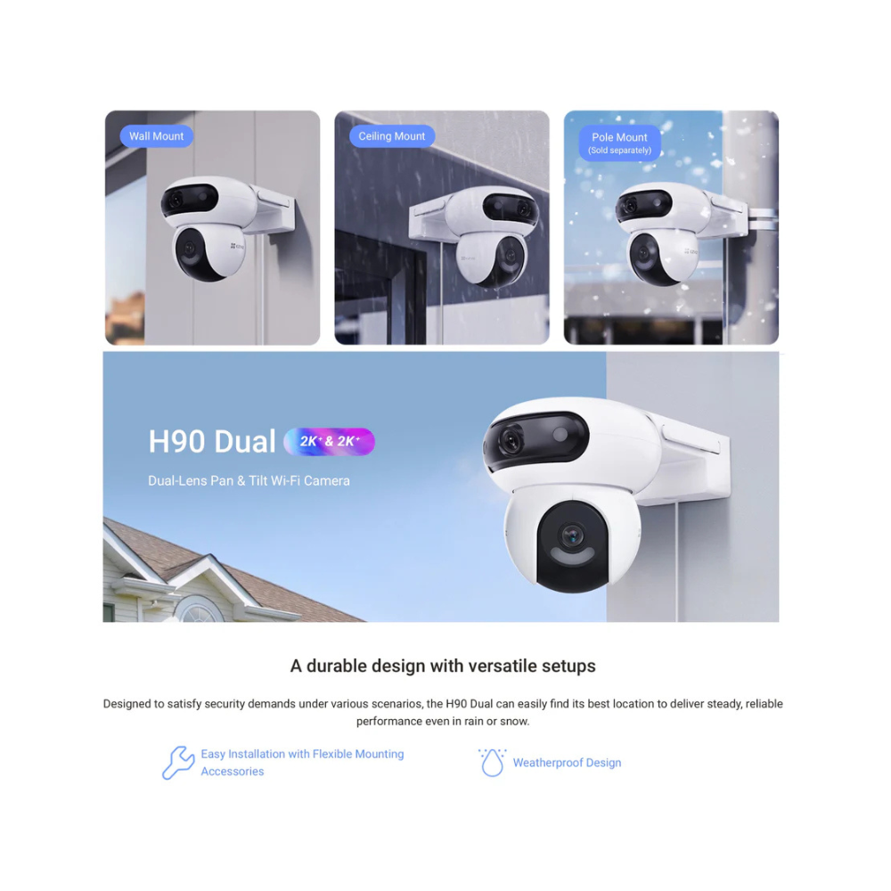 EZVIZ H90 Dual 4MP - Dual-Lens Pan & Tilt Wi-Fi Camera