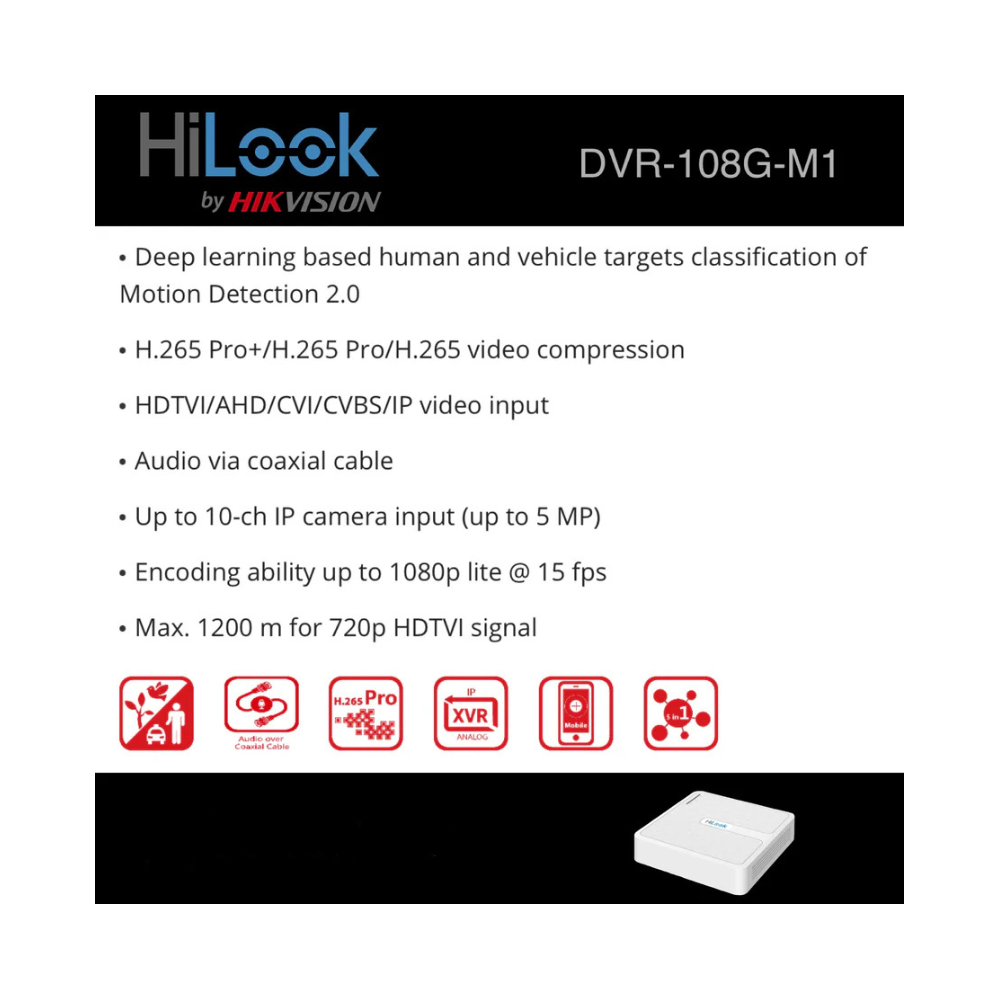 HiLook 8 Channel Turbo HD DVR - M1 Series