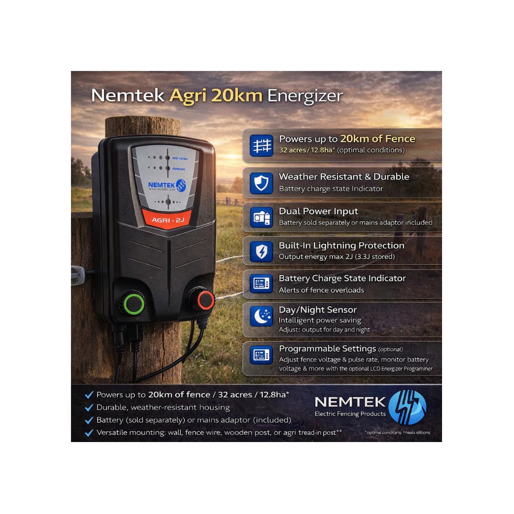 Nemtek Agri 20km Energizer (battery or mains)