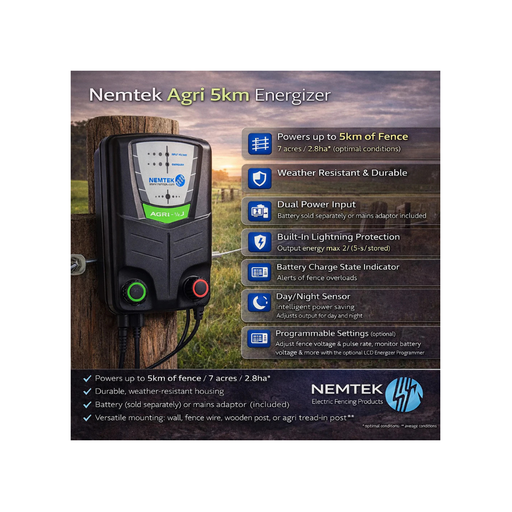 Nemtek Agri 5km Energizer (battery or mains)