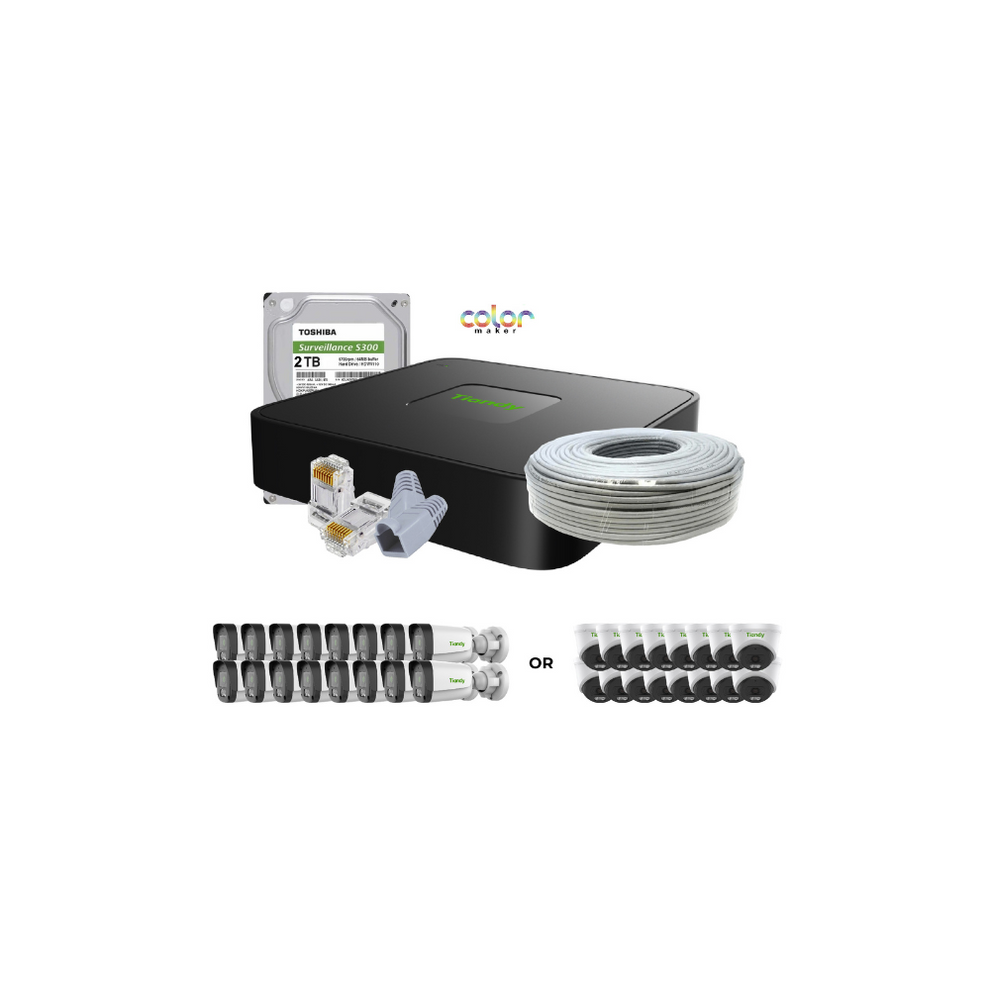 Tiandy AK Series Color Maker 16 Channel IP Cctv Kit – Viscon Security