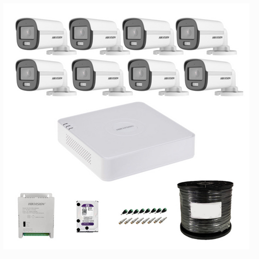 Hikvision 8 Channel 1080p ColorVu Smart Hybrid Audio Complete Kit