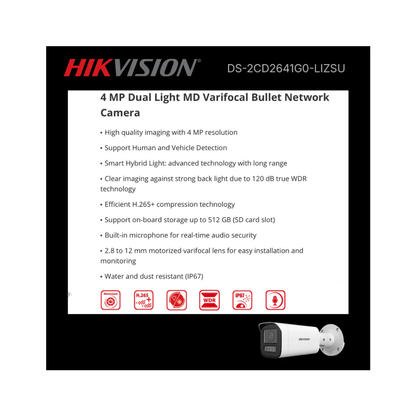 Hikvision 4MP Dual Light MD Varifocal Bullet Network Camera