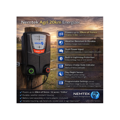 Nemtek Agri 20km Energizer (battery or mains)