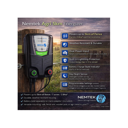 Nemtek Agri 5km Energizer (battery or mains)
