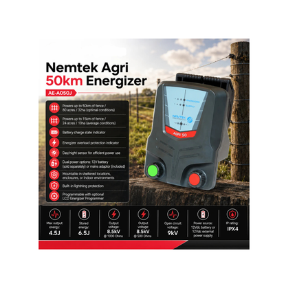 Nemtek Agri 50km Energizer (battery or mains)