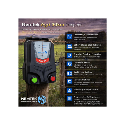 Nemtek Agri 50km Energizer (battery or mains)