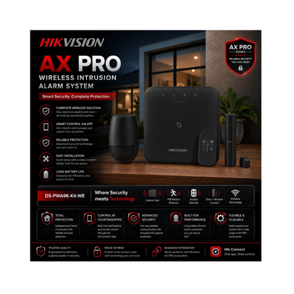 Hikvision AX PRO 96 Zone Wireless Control Panel Kit - Black Series