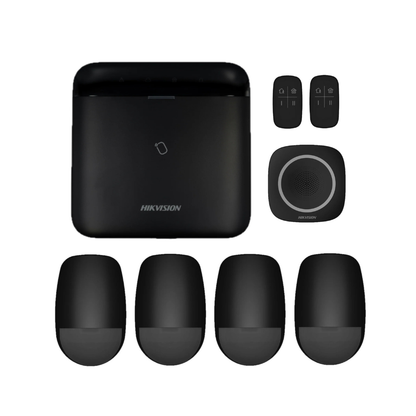 Hikvision AX PRO Black 64 Zone Indoor Alarm Starter Kit – Four Passives