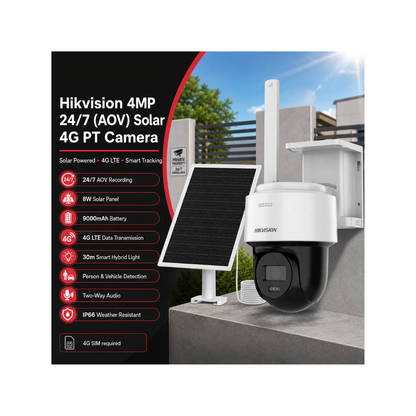 Hikvision 4MP 24/7 (AOV) Solar 4G PT Camera